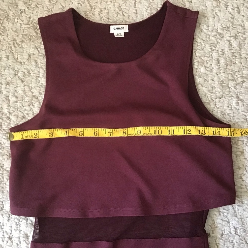 Burgundy Dress with Sheer Mid-Section - Picture 3 of 7